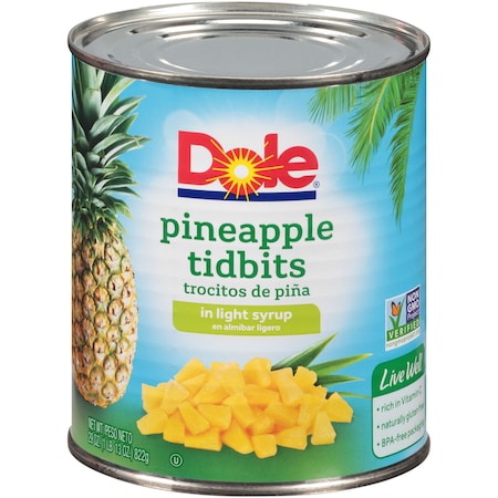 Dole Dole In Light Syrup Pizza Tidbit Pineapple 29 oz. Can, PK12 77507